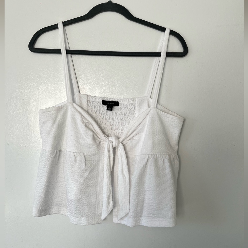 J. Crew Seersucker Tie-Front Tank